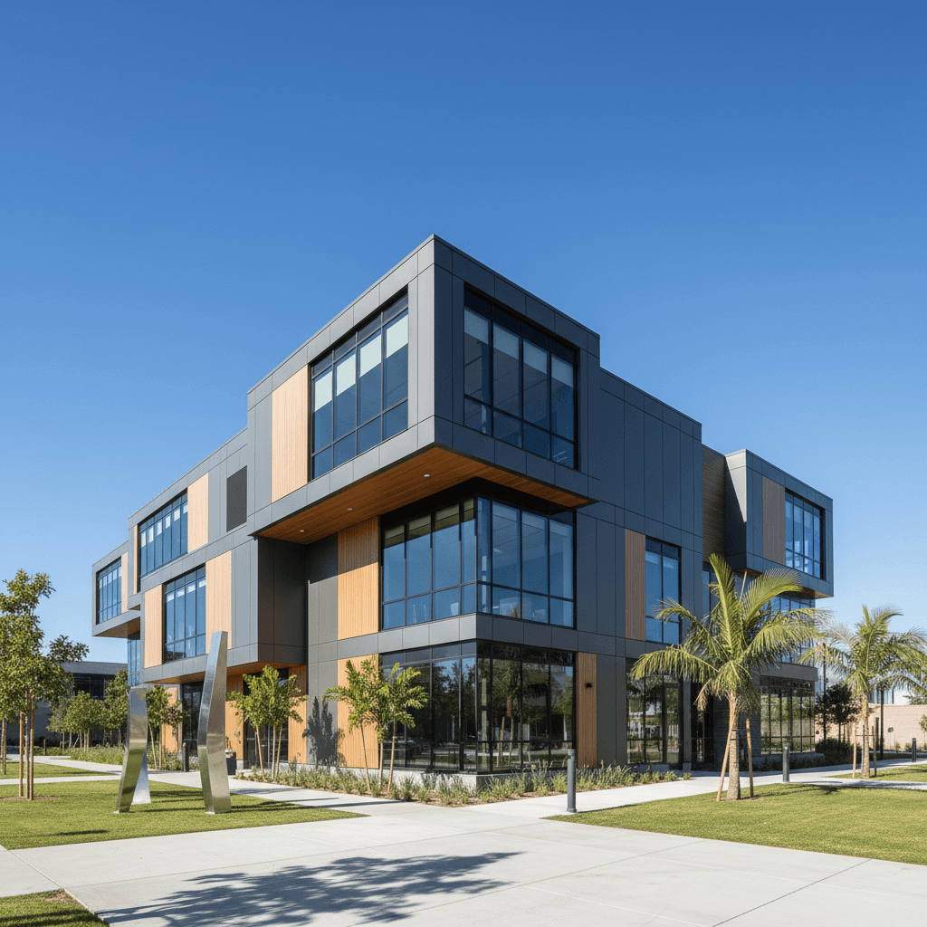 Modern prefabricated office building exterior